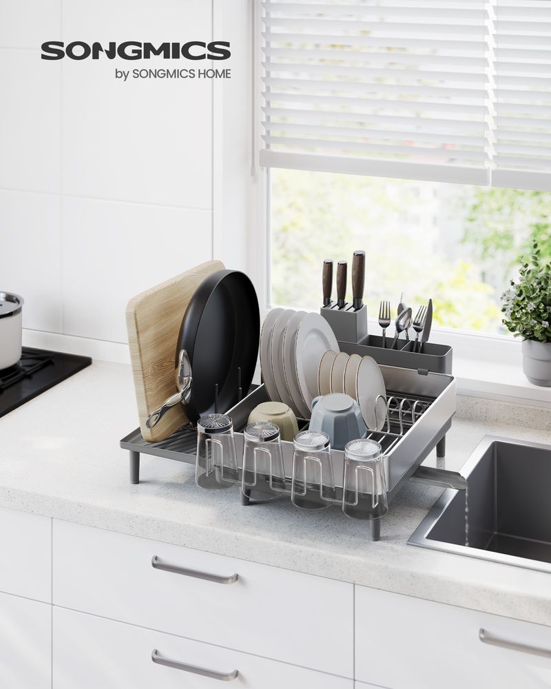 Expandable Dish Drying Rack | Stainless Steel Countertop Organizer