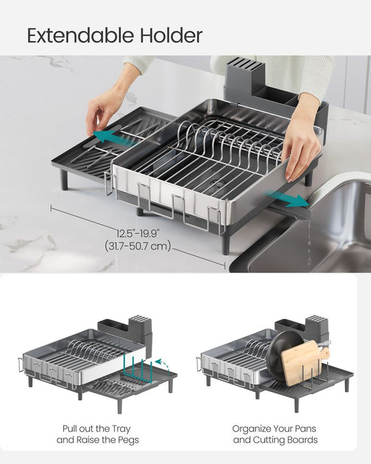 Expandable Dish Drying Rack | Stainless Steel Countertop Organizer