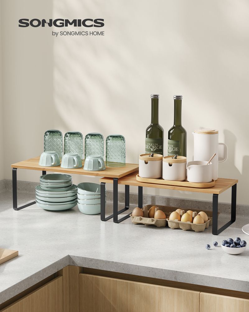 Cabinet Counter Shelves | Set of 2 Kitchen Storage Organizers