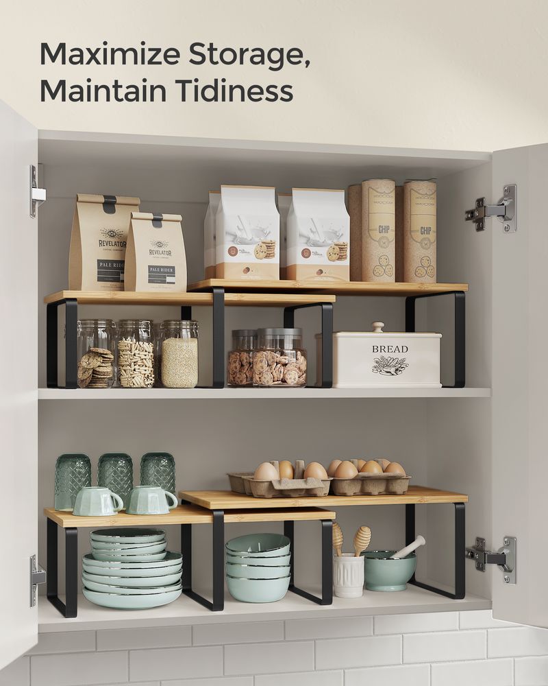 Cabinet Counter Shelves | Set of 2 Kitchen Storage Organizers