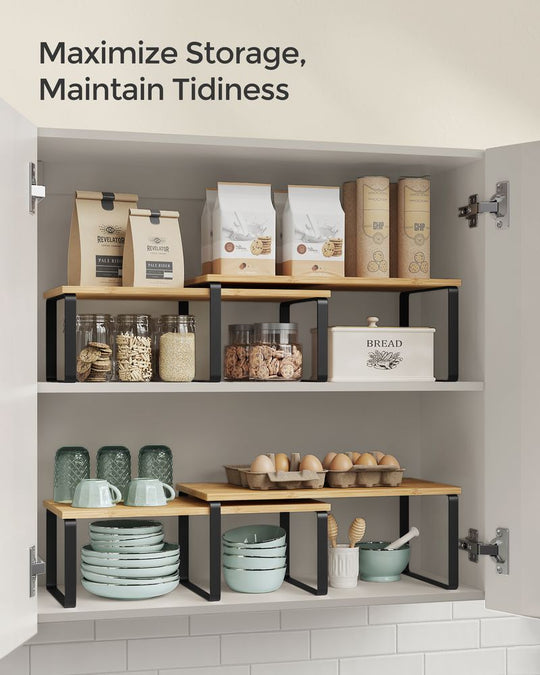 Cabinet Counter Shelves | Set of 2 Kitchen Storage Organizers