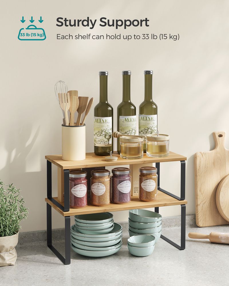 Cabinet Counter Shelves | Set of 2 Kitchen Storage Organizers
