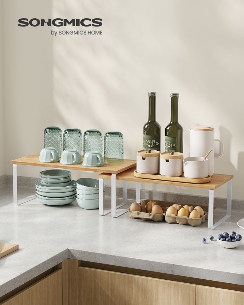 Cabinet Counter Shelves | Set of 2 Kitchen Storage Organizers