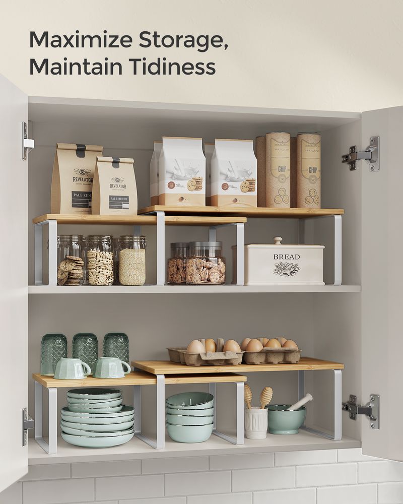 Cabinet Counter Shelves | Set of 2 Kitchen Storage Organizers