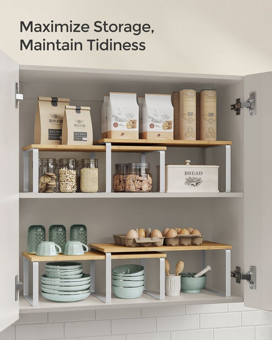 Cabinet Counter Shelves | Set of 2 Kitchen Storage Organizers