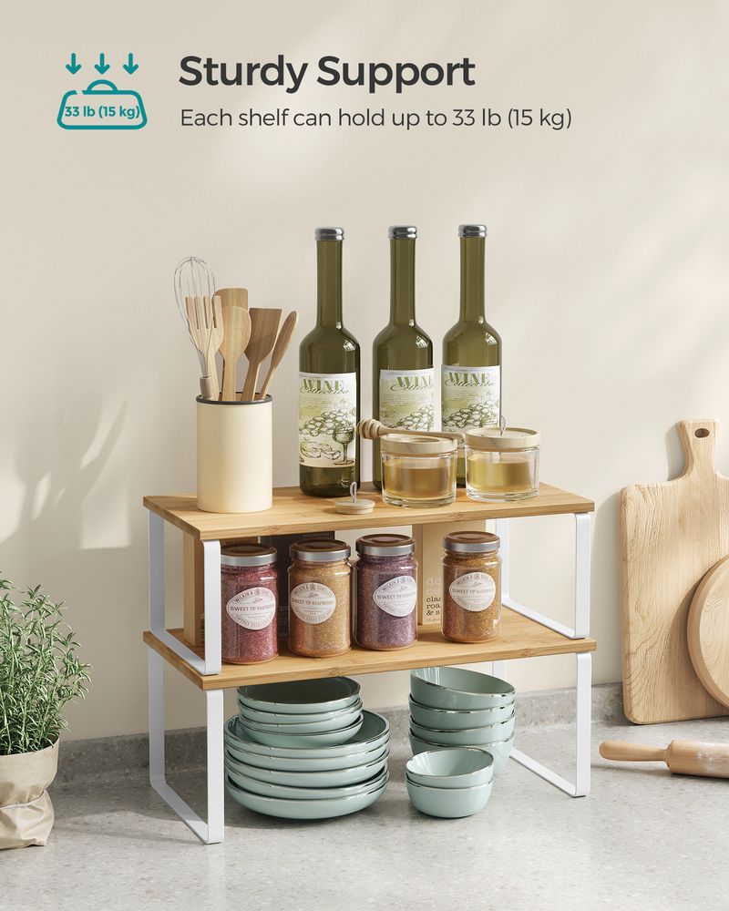 Cabinet Counter Shelves | Set of 2 Kitchen Storage Organizers