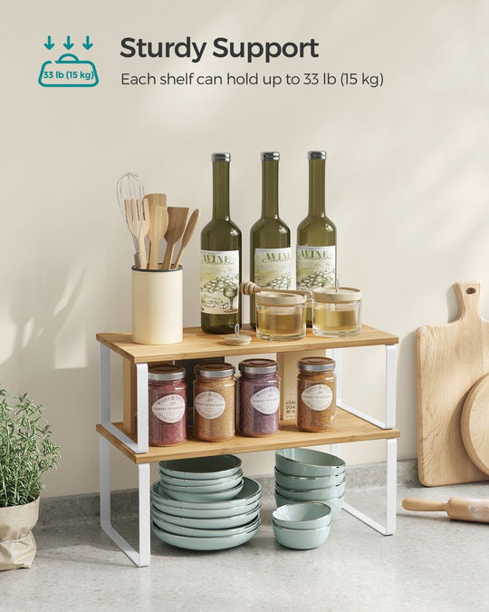 Cabinet Counter Shelves | Set of 2 Kitchen Storage Organizers