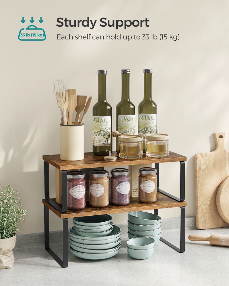 Cabinet Counter Shelves | Set of 2 Kitchen Storage Organizers