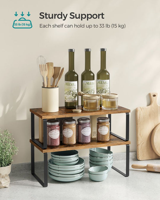 Cabinet Counter Shelves | Set of 2 Kitchen Storage Organizers