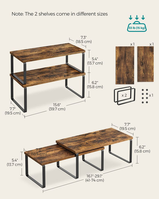 Cabinet Counter Shelves | Set of 2 Kitchen Storage Organizers
