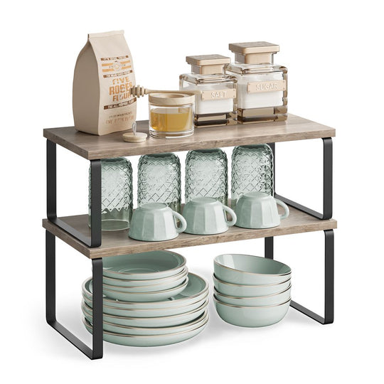 Cabinet Counter Shelves | Set of 2 Kitchen Storage Organizers