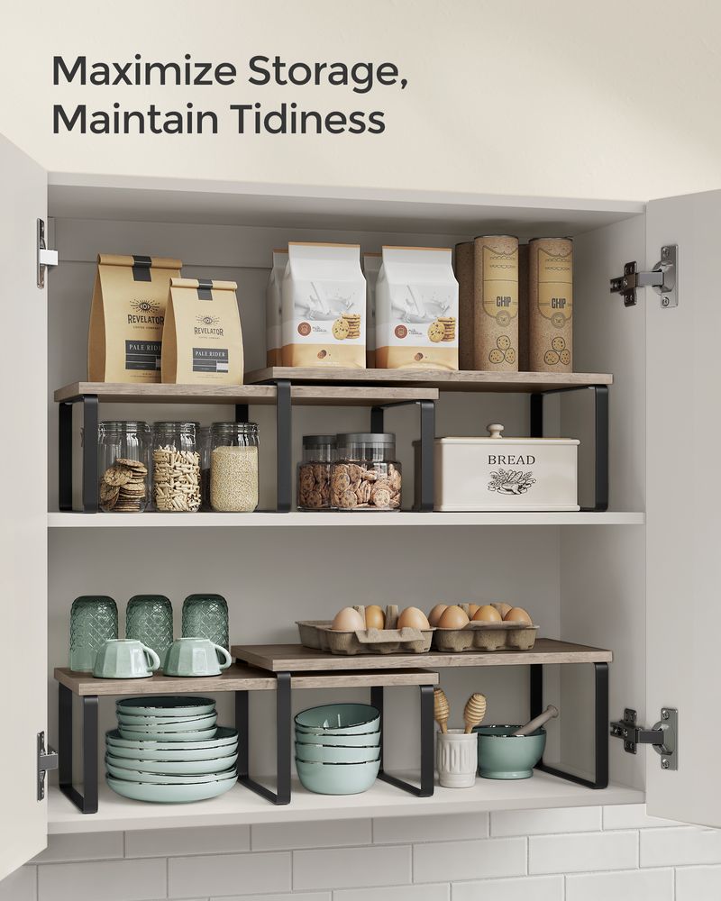 Cabinet Counter Shelves | Set of 2 Kitchen Storage Organizers