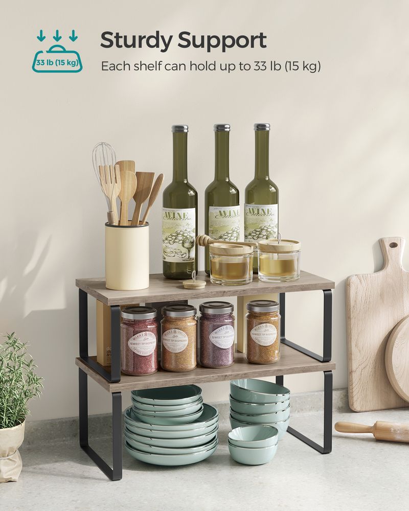 Cabinet Counter Shelves | Set of 2 Kitchen Storage Organizers