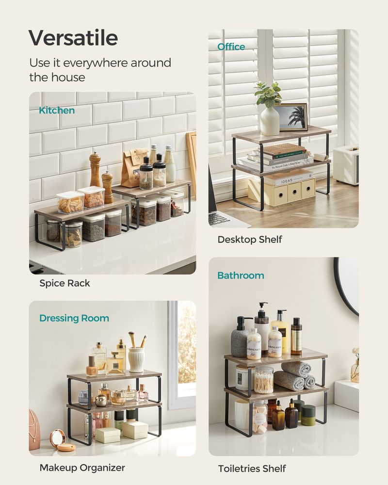 Cabinet Counter Shelves | Set of 2 Kitchen Storage Organizers