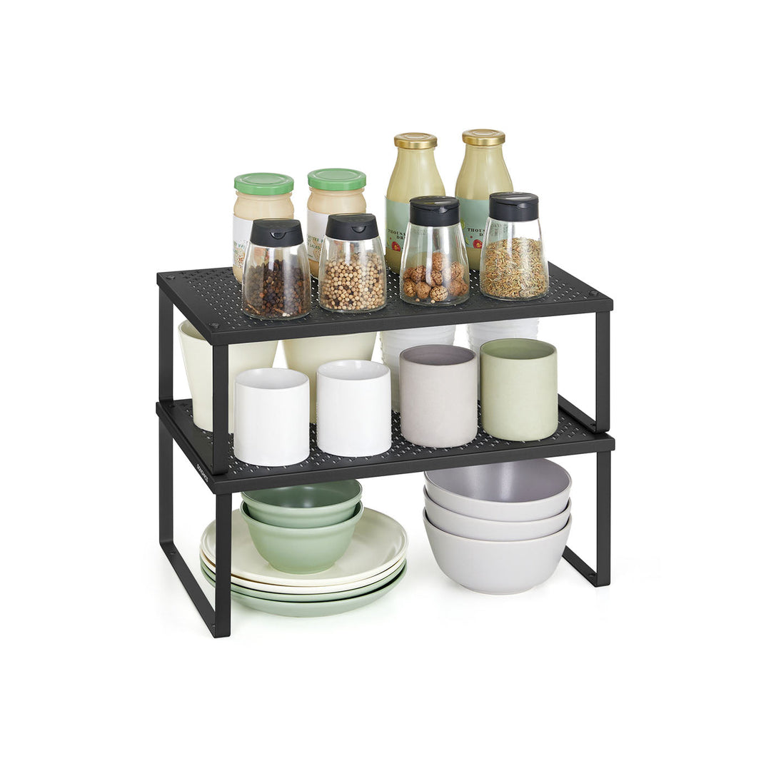 Stackable Cabinet Shelf Organizers | Metal Spice Rack Risers