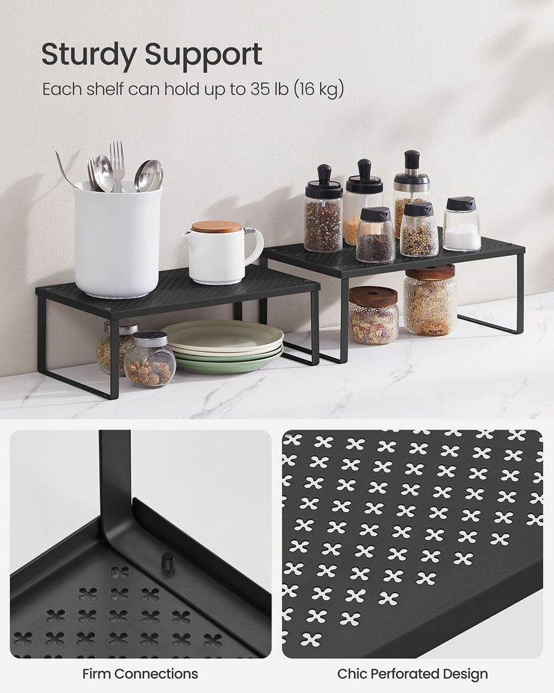 Stackable Cabinet Shelf Organizers | Metal Spice Rack Risers