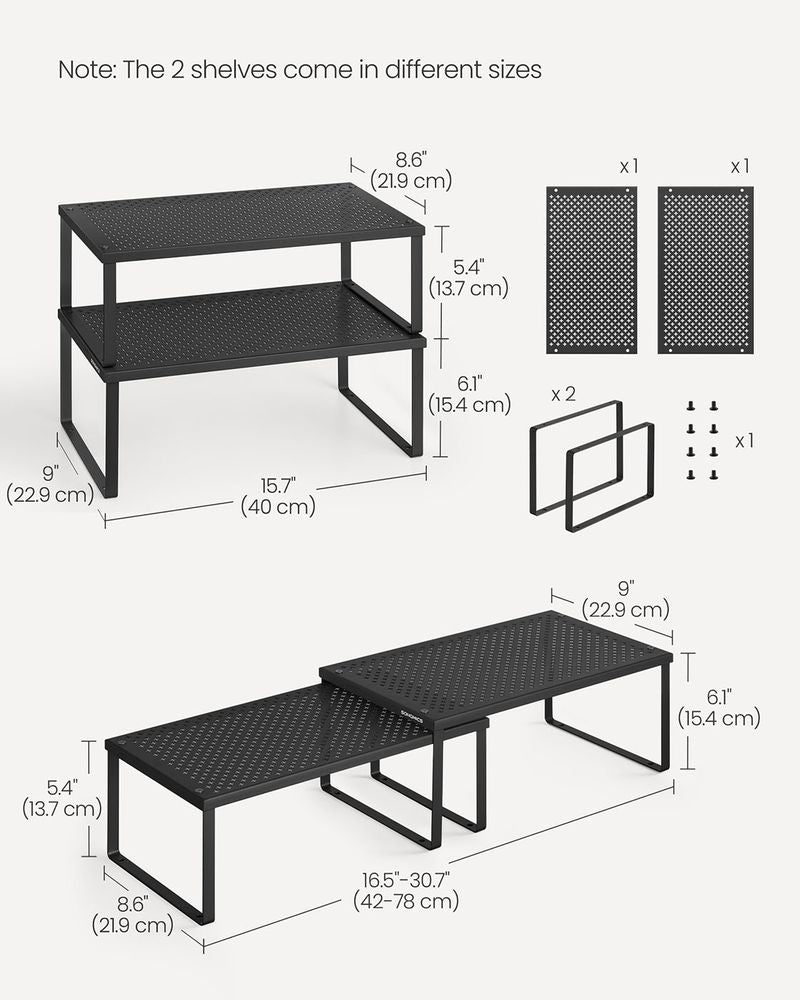 Stackable Cabinet Shelf Organizers | Metal Spice Rack Risers