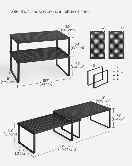 Stackable Cabinet Shelf Organizers | Metal Spice Rack Risers