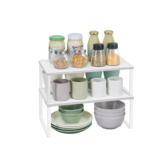 Stackable Cabinet Shelf Organizers | Metal Spice Rack Risers