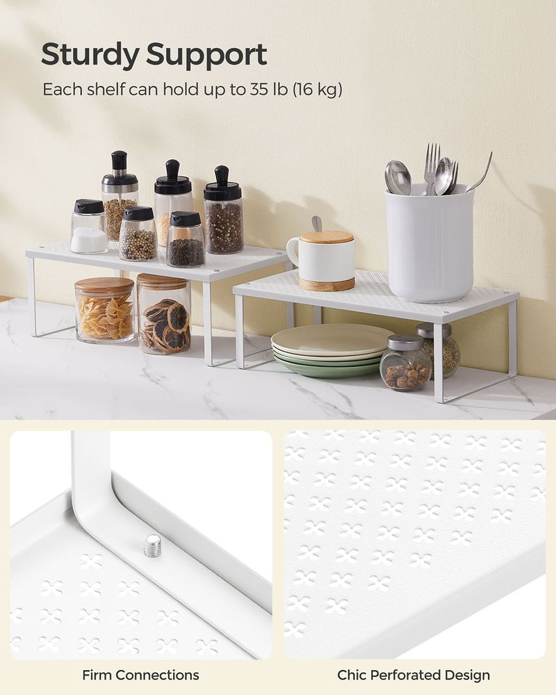 Stackable Cabinet Shelf Organizers | Metal Spice Rack Risers