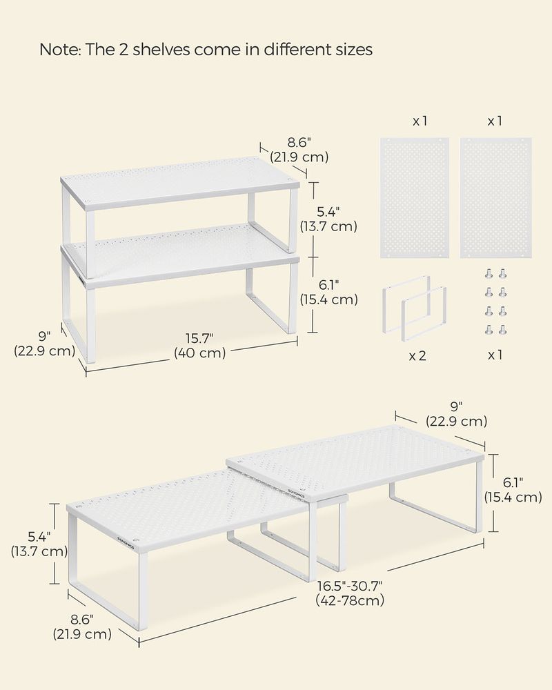 Stackable Cabinet Shelf Organizers | Metal Spice Rack Risers