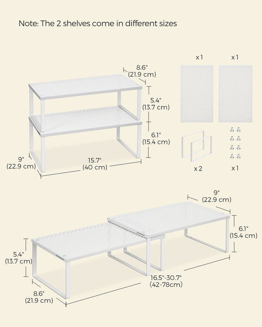 Stackable Cabinet Shelf Organizers | Metal Spice Rack Risers