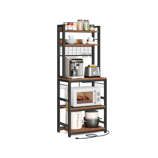Bakers Rack With Power Outlet | Microwave Stand And Hutch