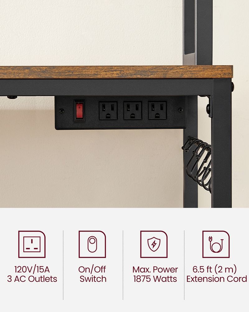 Bakers Rack With Power Outlet | Microwave Stand And Hutch