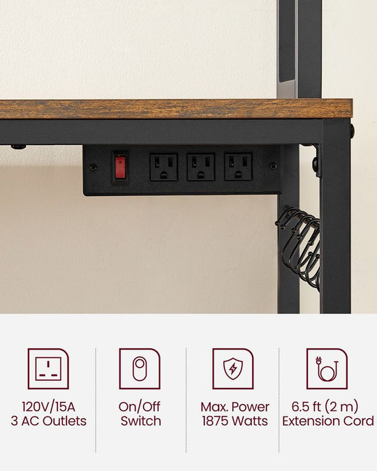 Bakers Rack With Power Outlet | Microwave Stand And Hutch
