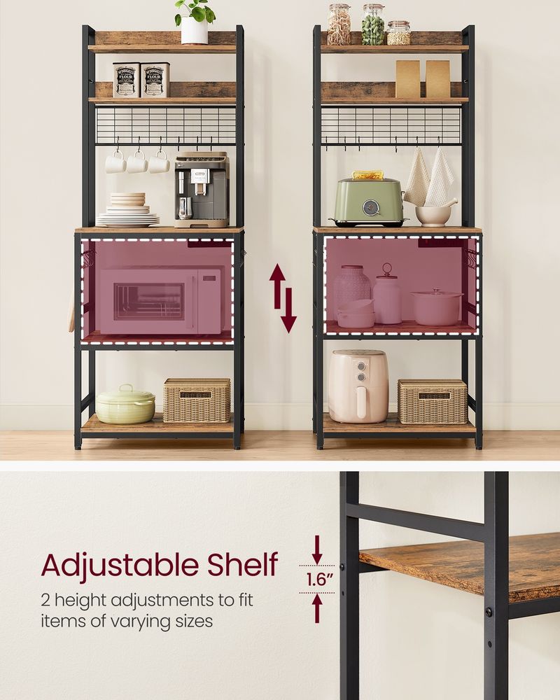 Bakers Rack With Power Outlet | Microwave Stand And Hutch