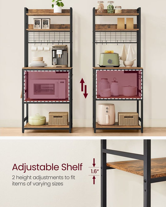 Bakers Rack With Power Outlet | Microwave Stand And Hutch