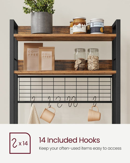 Bakers Rack With Power Outlet | Microwave Stand And Hutch
