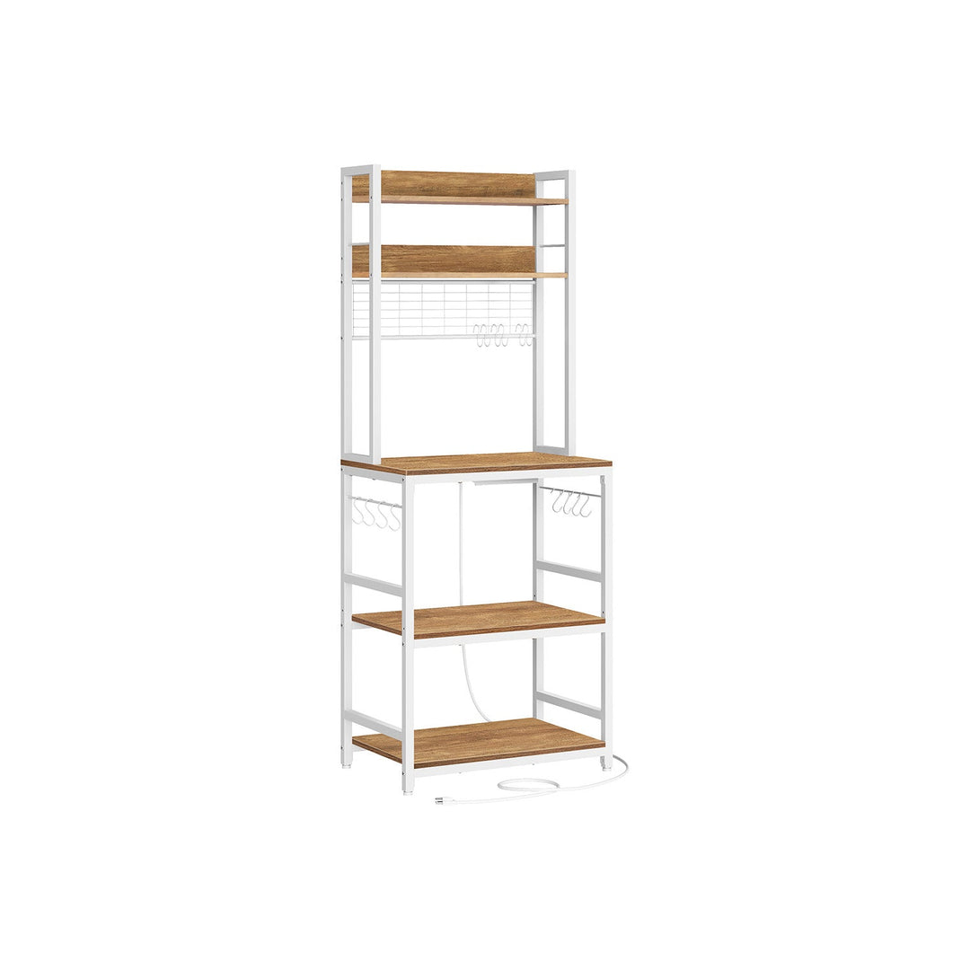 Bakers Rack With Power Outlet | Microwave Stand And Hutch