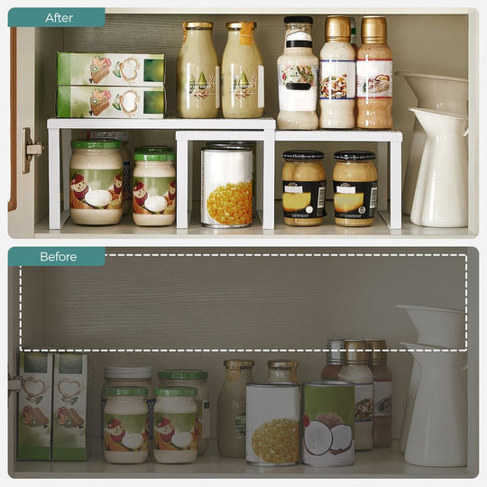 Stackable Cabinet Shelf Organizers | Metal Spice Rack Risers