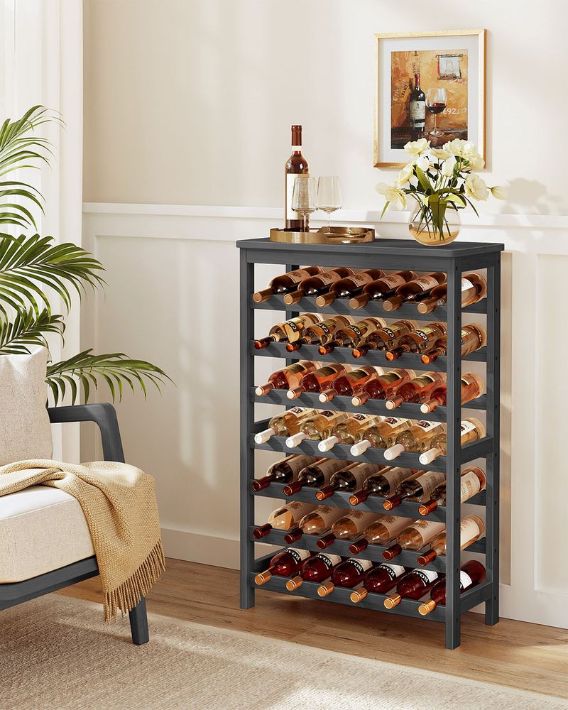 Freestanding Wine Rack | Seven Tier Bottle Storage With Tabletop