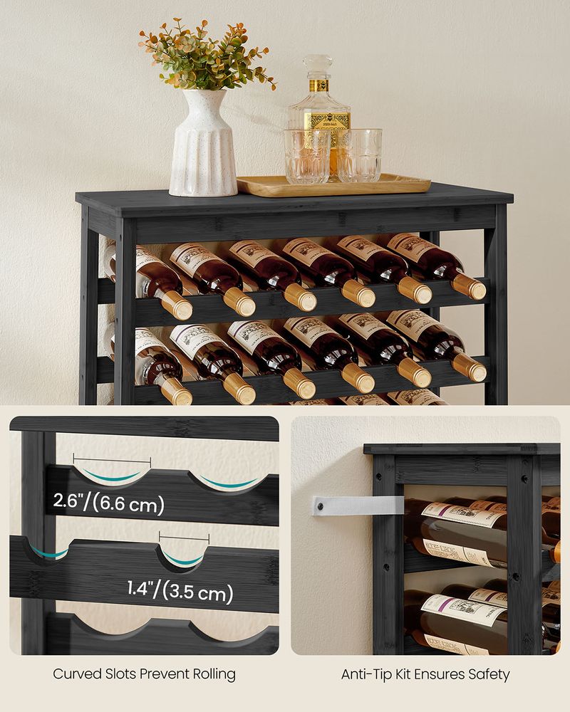 Freestanding Wine Rack | Seven Tier Bottle Storage With Tabletop