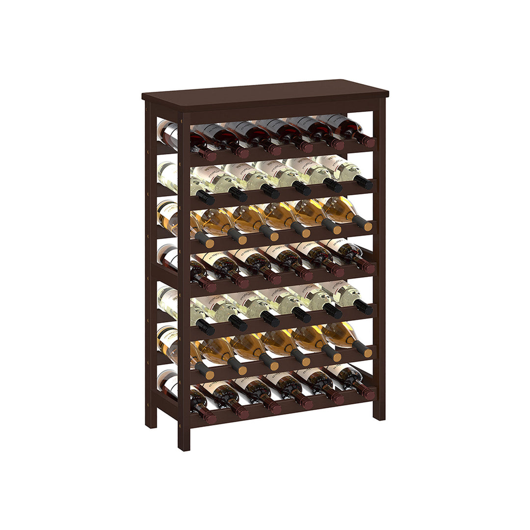 Freestanding Wine Rack | Seven Tier Bottle Storage With Tabletop