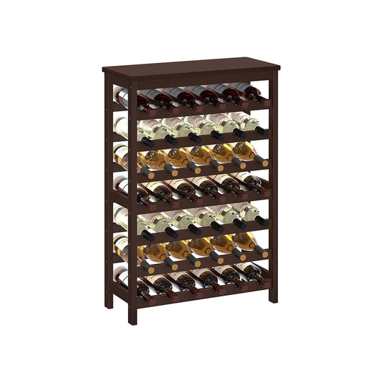 Freestanding Wine Rack | Seven Tier Bottle Storage With Tabletop