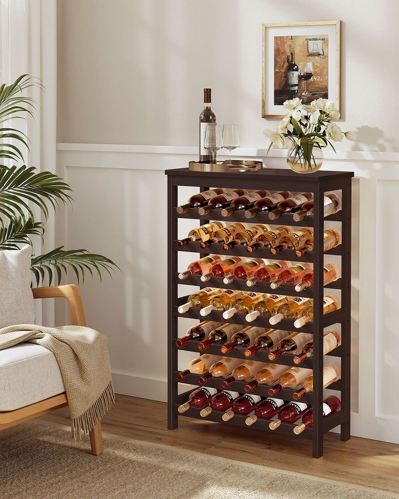 Freestanding Wine Rack | Seven Tier Bottle Storage With Tabletop