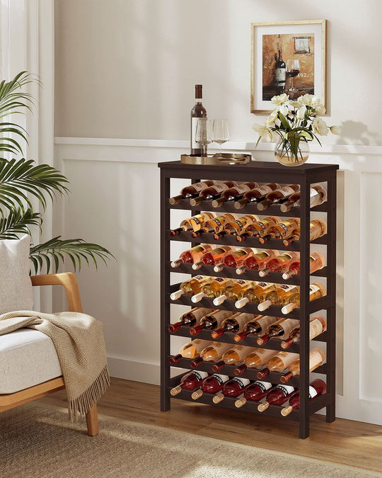 Freestanding Wine Rack | Seven Tier Bottle Storage With Tabletop