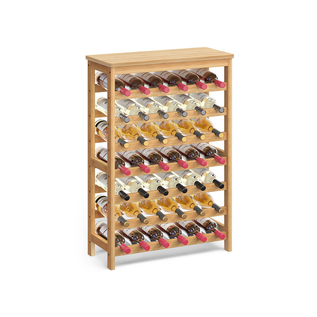 Freestanding Wine Rack | Seven Tier Bottle Storage With Tabletop