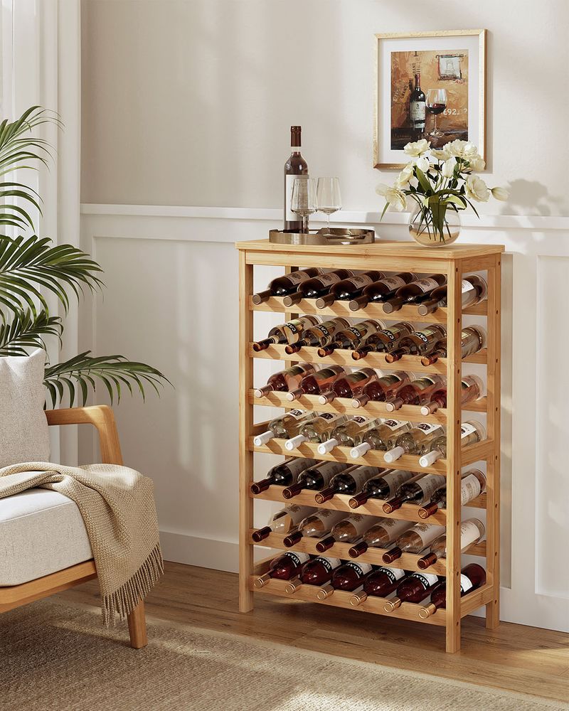 Freestanding Wine Rack | Seven Tier Bottle Storage With Tabletop
