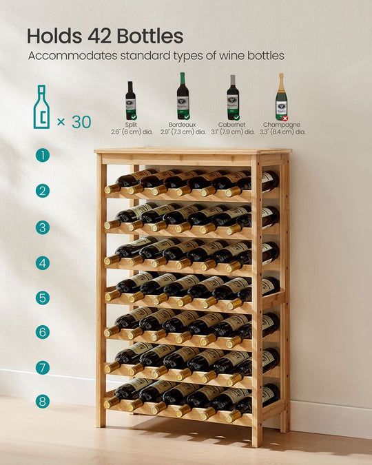 Freestanding Wine Rack | Seven Tier Bottle Storage With Tabletop