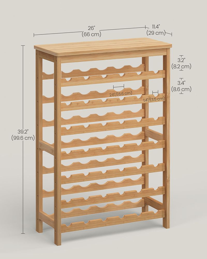 Freestanding Wine Rack | Seven Tier Bottle Storage With Tabletop