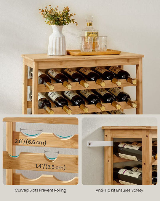 Freestanding Wine Rack | Seven Tier Bottle Storage With Tabletop