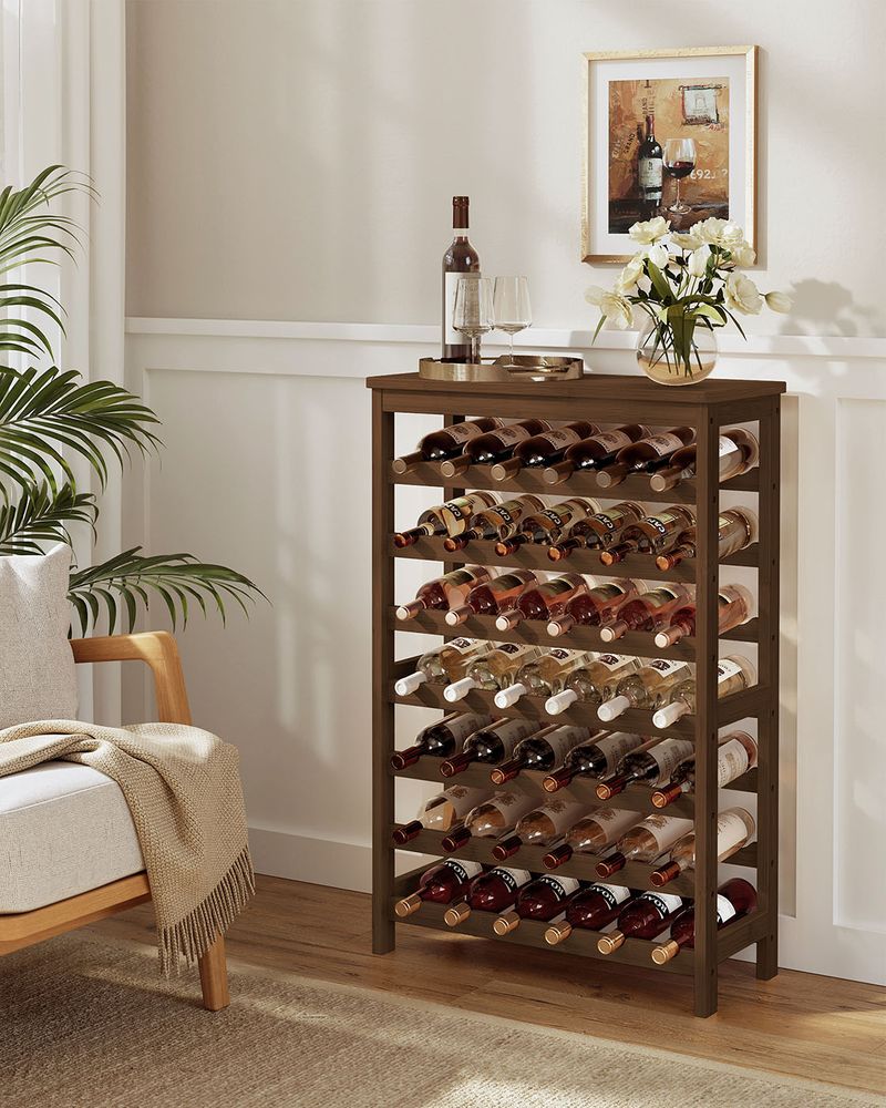 Freestanding Wine Rack | Seven Tier Bottle Storage With Tabletop