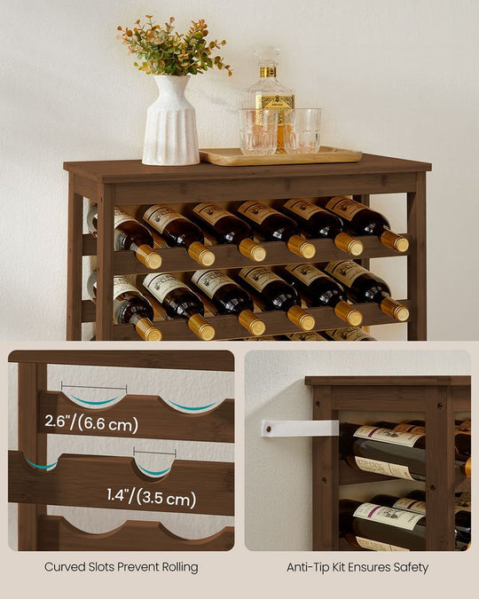 Freestanding Wine Rack | Seven Tier Bottle Storage With Tabletop