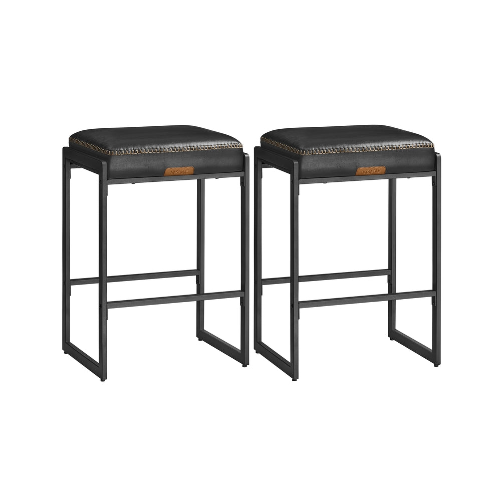 Counter Height Bar Stools | Padded Faux Leather Backless Seats