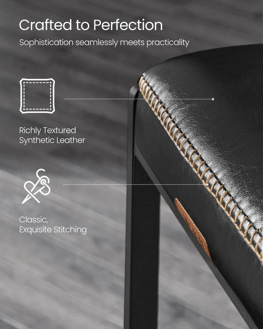 Counter Height Bar Stools | Padded Faux Leather Backless Seats