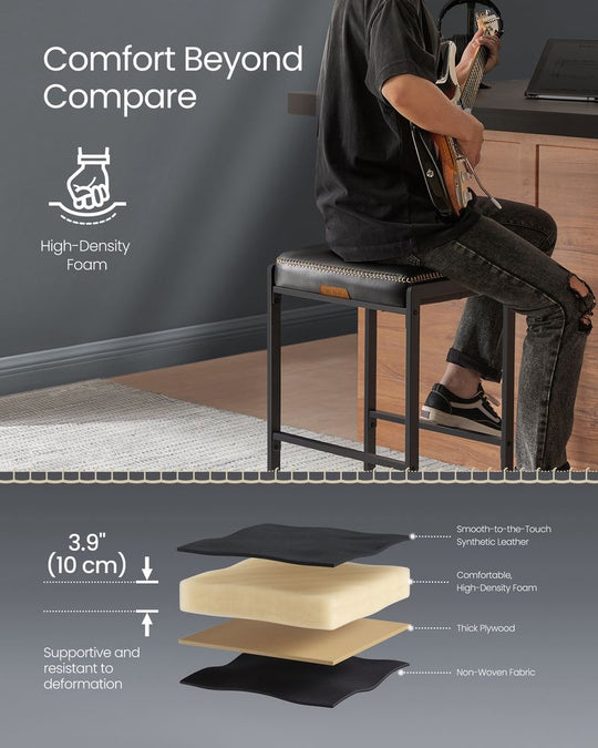 Counter Height Bar Stools | Padded Faux Leather Backless Seats